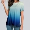 Cheap 👏 Nanu | Blue Ombré Slit-Sleeve Split-Hem Tunic - 👩 Women 🎁