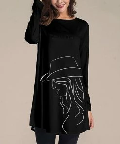 Wholesale ✨ Nanu | Black & White Cowgirl Long-Sleeve Tunic - 👩 Women & Plus 🌟