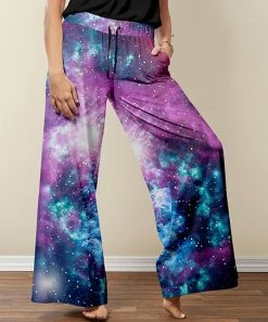 Best Pirce 🎉 Nanu | Purple & Black Starry Sky Palazzo Pants - 👩 Women & Plus 🔥