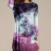 New 🛒 Nanu | White & Purple Starry Sky Three-Quarter Sleeve Tunic - 👩 Women & Plus 🎁