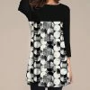 Coupon ❤️ Nanu | White & Black Bokeh Three-Quarter Sleeve Tunic - Plus ⭐