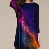 Cheapest 🛒 Nanu | Dark Blue & Purple Starry Sky Three-Quarter Sleeve Tunic - 👩 Women & Plus 🌟