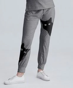 Best deal ✔️ Nanu | Dark Gray & Black Cats Banded-Hem Joggers - 👩 Women & Plus 🔔