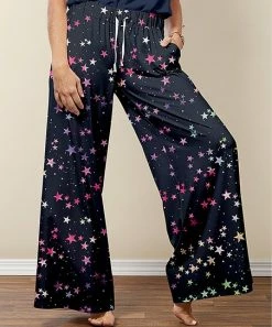 Flash Sale 😀 Nanu | Dark Blue & Red Stars Palazzo Pants - 👩 Women & Plus ⭐