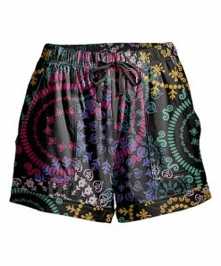 Deals 🛒 Nanu | Black & Pink Colorful Mandalas Drawstring Pocket Cuffed-Hem Shorts - Plus 🤩
