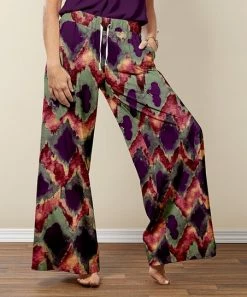 Cheap ⌛ Nanu | Dark Purple & Red Tie-Dye Palazzo Pants - Plus 😉