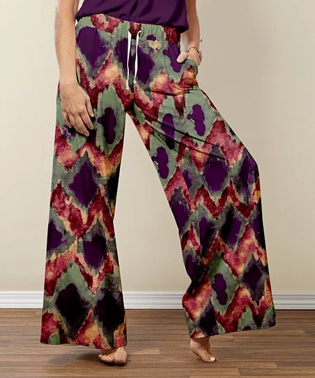 Cheap โ Nanu | Dark Purple & Red Tie-Dye Palazzo Pants - Plus ๐