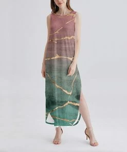 Best deal ✨ Nanu | Pink Abstract Sleeveless Curved-Hem Maxi 👗 Dress - Plus 🎉