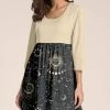 Hot Sale 😉 Nanu | Gray & Beige Celestial Three-Quarter Sleeve Empire-Waist Tunic - 👩 Women & Plus 🎁