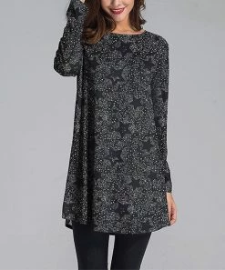 Buy 🔥 Nanu | Black & White Star Long-Sleeve Tunic - 👩 Women & Plus 🔥