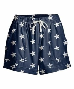 Brand new ⌛ Nanu | Dark Blue & White Stars Drawstring Pocket Cuffed-Hem Shorts - 👩 Women & Plus ⭐