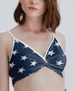Deals ๐ Nanu | Dark Blue & White Stars Twist-Front Bralette - ๐ฉ Women & Plus ๐