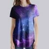 Top 10 🛒 Nanu | Dark Blue Starry Sky Curved-Hem Tee - 👩 Women & Plus 👍