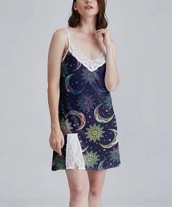 Hot Sale 🔥 Nanu | Navy Moon Lace-Trim Sleep 👗 Dress - 👩 Women & Plus 👏