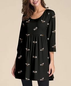 Brand new 🛒 Nanu | Black Bee Three-Quarter Sleeve Empire-Waist Tunic - Plus 👏