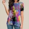 Cheap ⌛ Nanu | Pink Watercolor Floral Slit-Sleeve Split-Hem Tunic - 👩 Women & Plus 😀