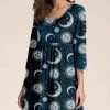 Hot Sale 😍 Nanu | Navy Moon & Sun Three-Quarter Sleeve Empire-Waist Tunic - 👩 Women & Plus 🌟