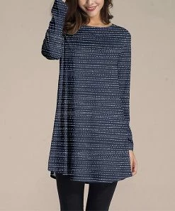 Hot Sale 😍 Nanu | Dark Blue & White Dot Long-Sleeve Tunic - 👩 Women 💯