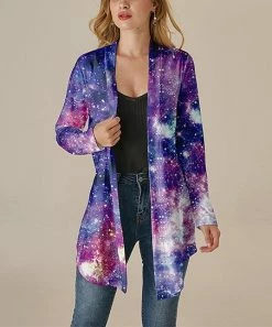 Best deal ⭐ Nanu | Dark Purple & Pink Starry Space Open Cardigan - 👩 Women & Plus 🧨
