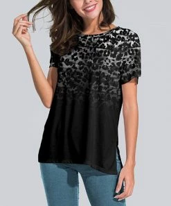 Brand new 🎁 Nanu | Black & White Leopard Slit-Sleeve Split Hem Tunic - 👩 Women ✔️