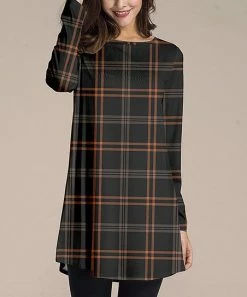Top 10 👍 Nanu | Dark Gray & Orange Plaid Long-Sleeve Tunic - Plus 😀