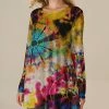 Discount ⌛ Nanu | Yellow & Blue Tie-Dye Scoop Neck Long-Sleeve Tunic - 👩 Women & Plus ⭐