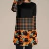 Promo 👏 Nanu | Black & Orange Plaid Pumpkin Long-Sleeve Tunic - 👩 Women ✨