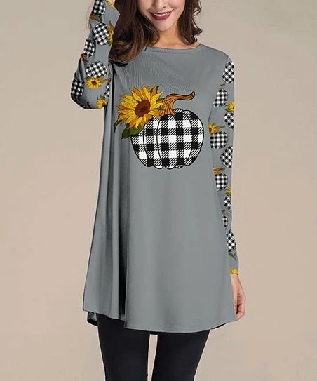 Cheapest ๐ Nanu | Gray Pumpkin Long-Sleeve Tunic - Plus โจ