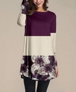Best Sale 🔥 Nanu | Dark Purple Floral Contrast Long-Sleeve Tunic - Plus 🔔