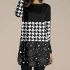 Discount ✨ Nanu | Black & White Celestial Houndstooth Long-Sleeve Tunic - 👩 Women & Plus 🎉