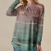 Promo 🔥 Nanu | Mauve & Teal Abstract Mock Neck Long-Sleeve Tee - 👩 Women ❤️