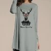 Best Pirce 😍 Nanu | Light Gray 'Merry 🎄 Christmas' Reindeer Long-Sleeve Tunic - 👩 Women ❤️