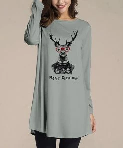 Best Pirce 😍 Nanu | Light Gray 'Merry 🎄 Christmas' Reindeer Long-Sleeve Tunic - 👩 Women ❤️