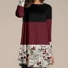 Brand new 👍 Nanu | Cream & Burgundy Floral Color Block Long-Sleeve Tunic - Plus 👍
