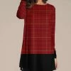 Deals 🔔 Nanu | Red & Black Plaid Contrast-Hem Long-Sleeve Tunic - Plus ✨
