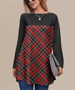 Flash Sale 🔔 Nanu | Red & Black Plaid Long-Sleeve Tunic - Plus 👍