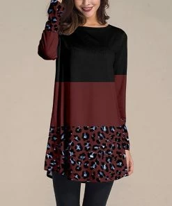 Best reviews of 👏 Nanu | Black & Burgundy Leopard Color Block Long-Sleeve Tunic - 👩 Women ⌛