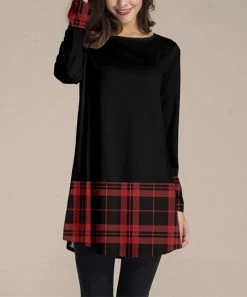 Deals ⭐ Nanu | Black & Red Plaid Long-Sleeve Tunic - 👩 Women & Plus 🎉