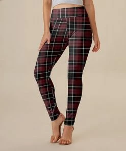 Discount ⌛ Nanu | Black & Red Plaid Leggings - 👩 Women 🤩