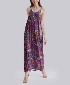 Discount โ Nanu | Purple & Blue Paisley Cami-Strap Maxi ๐ Dress - Plus ๐