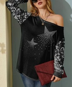 Flash Sale 💯 Nanu | Black Star Hacci Boatneck Dolman Pullover - 👩 Women & Plus ⭐