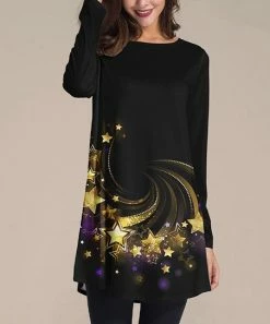 Cheapest 🎉 Nanu | Black & Gold Star Long-Sleeve Tunic - 👩 Women & Plus ✨