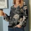 Cheap 💯 Nanu | Black & Taupe Floral V-Neck Chiffon Tunic - 👩 Women & Plus 🎉