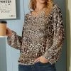 Best deal 🧨 Nanu | Brown Leopard V-Neck Chiffon Tunic - 👩 Women ⭐
