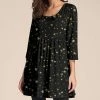 Promo 👏 Nanu | Black & Gold Stars Three-Quarter Sleeve Empire-Waist Tunic - 👩 Women & Plus ⌛