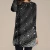 Buy ❤️ Nanu | Black & White Celestial Pin Dot Long-Sleeve Tunic - 👩 Women & Plus 🔔