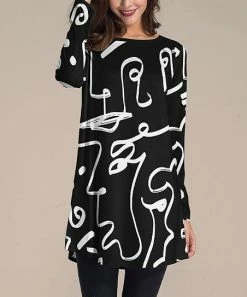 Hot Sale 🥰 Nanu | Black & White Abstract Long-Sleeve Tunic - Plus 🤩