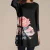 Top 10 💯 Nanu | Black & Pink Floral Three-Quarter Sleeve Tunic - 👩 Women & Plus 🔔