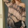 Wholesale ✔️ Nanu | Brown Tie-Dye Hacci Boatneck Dolman Pullover - 👩 Women & Plus 👍
