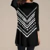 Buy 🔥 Nanu | Black & White Chevron Three-Quarter Sleeve Tunic - 👩 Women 🛒